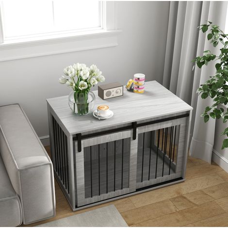 Gabbia per cani da interno con porta scorrevole e chiusura, grigia 98x58x61 cm MODENUIT (1/4)