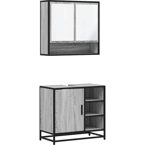 Maison Exclusive - 2-tlg. Badmöbel-Set Grau Sonoma Holzwerkstoff