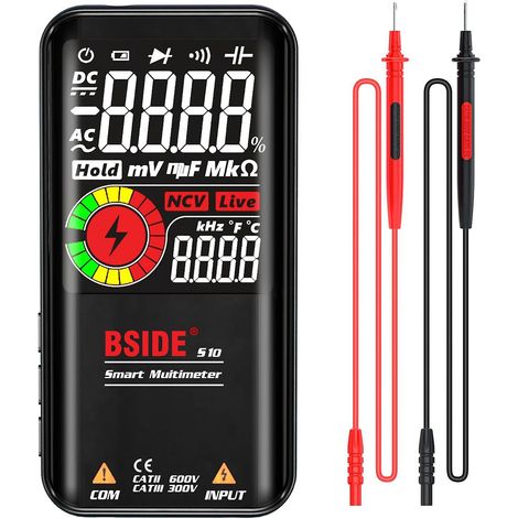 BSIDE S10 Smart-Multimeter mit 9999 Counts, digitalem LCD-Display, AC/DC-Voltmeter, Ohmmeter und Widerstandsmessung