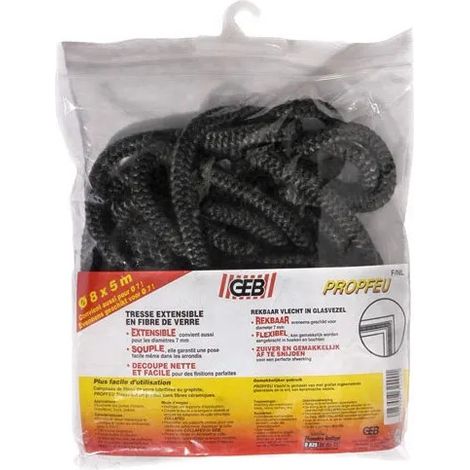 Treccia in fibra di vetro per porta caldaia: D.7/8mm - L.5M