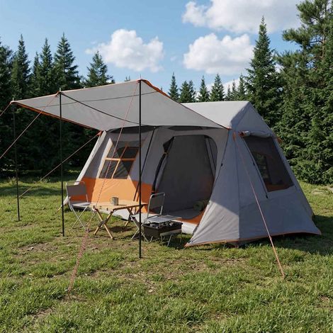 vidaXL Tente tunnel Gris et orange 400 x 278 x 182 cm (1/5)