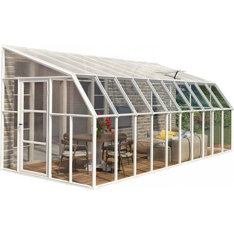 Lean To Greenhouse Sun Room Clear 8 x 20 - Polycarbonate/Acrylic - L632 x W257 x H266 cm