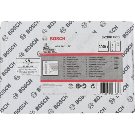 Chiodo a testa rotonda SN21RK 75RG 2,8 mm, 75 mm, zincato, rigato, confezione da 3000 pezzi