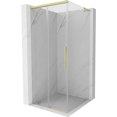 Mexen Rox L Duschkabine Schiebetür 120 x 120 cm, transparent, gebürstetes Gold - 8C2L-120-120-55-00