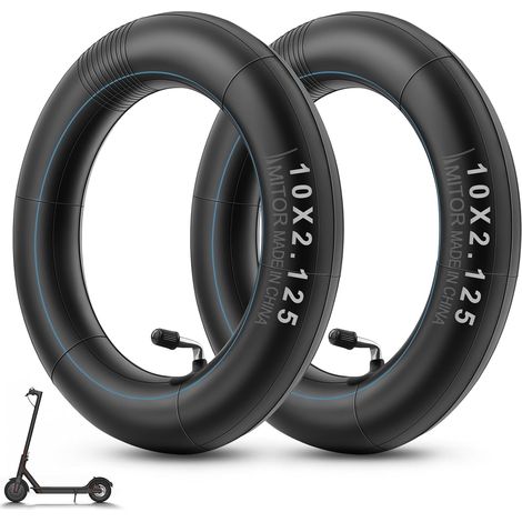 Chambre a Air 10x2.125 Renforcée, Chambre à Air 10 Pouces Trotinette Electrique avec Valve 90° Argentée, Haute Élasticité et Durabilité, 2MM Épaisseur, (pour Roue non Motrice), 2PCS (1/5)