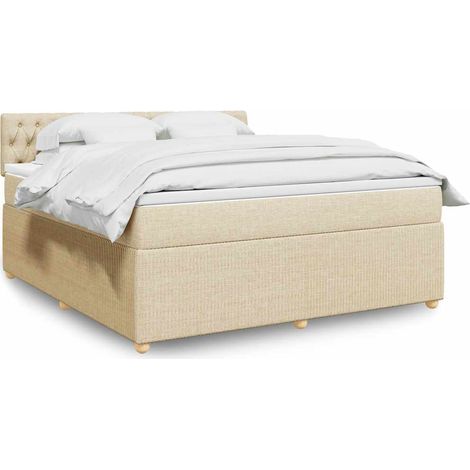 Boxspringbett mit Matratze Creme 180x200 cm Stoff (1/5)