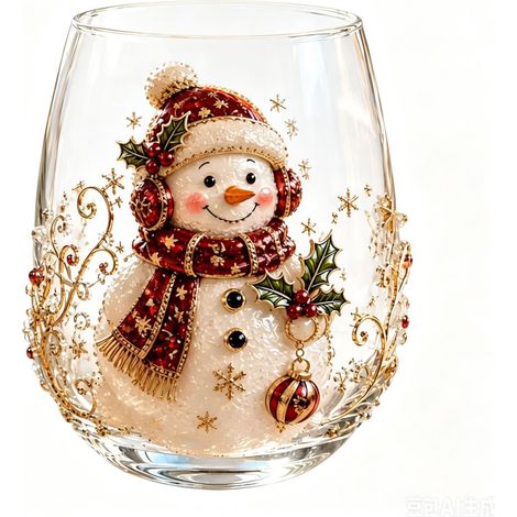 Mug artistique 3D en verre, style Noël, pour whisky ou autres boissons -- D -- 2D