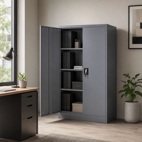 Makika Aktenschrank / Büroschrank abschließbar 40x90x140cm in Anthrazit