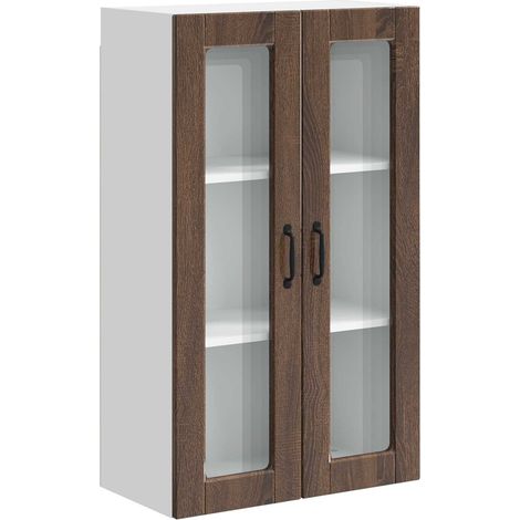 Maison Exclusive - Mobile in vetro da parete PORTO Rovere Marrone 60 x 31 x 100 cm