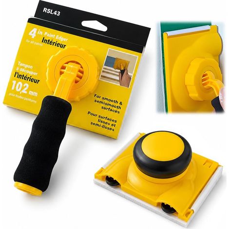 1 Pièce Brosse de Finition de Bord Peinture,Tampon Peinture,Etaler Uniformes,Poignée Confortable,Pour Travaux à la Maison(Jaune) (1/5)