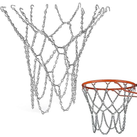 Filet de basketball en chaîne métallique galvanisée, filet robuste pour panier intérieur et extérieur (1/5)