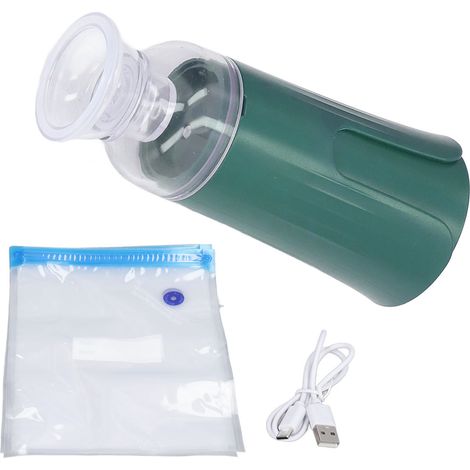 Machine à mettre sous vide portable mini, scelleuse alimentaire USB sans fil, vert foncé, avec 5 sacs sous vide cuisson lente (1/5)