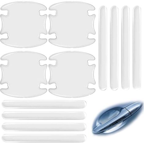 12 PCS Film Protection poignée Voiture Film Universel Protection Peinture Poignées encastrées et poignée Coque poignée autocollante Anti-Rayures Transparent Protection Bord Porte Voiture (1/5)