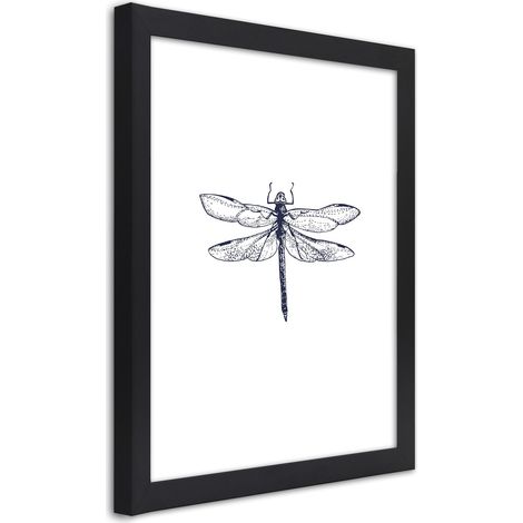 Quadro con cornice, Libellula disegnata - 20x30 (1/5)