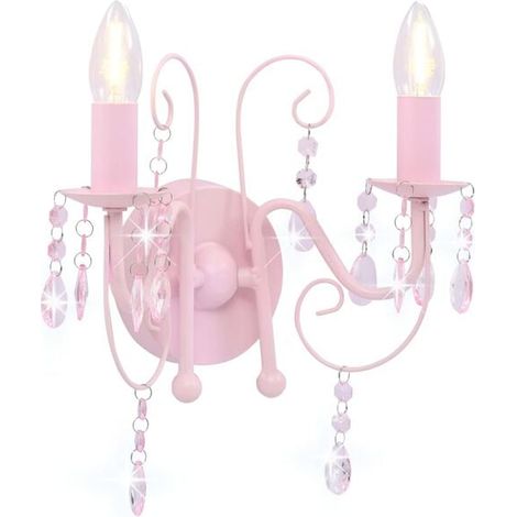 Applique murale en forme de rose ornée de perles, avec deux ampoules E14 (1/5)