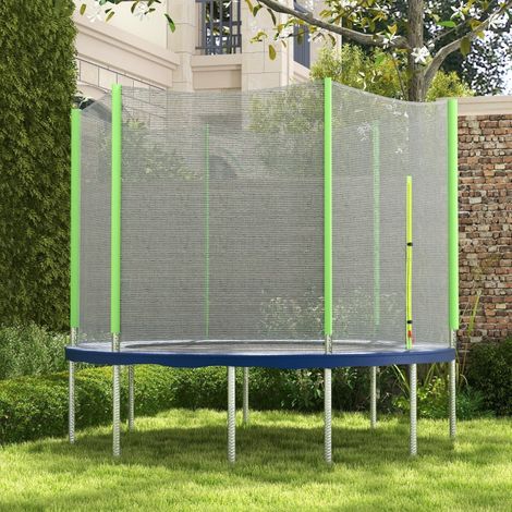 10ft Trampoline Net Replacement with 6 Plastic Pole Covers, Weather-Resistant Trampoline Netting Replacement with Zipped Entrance, Poles Not Included, Green