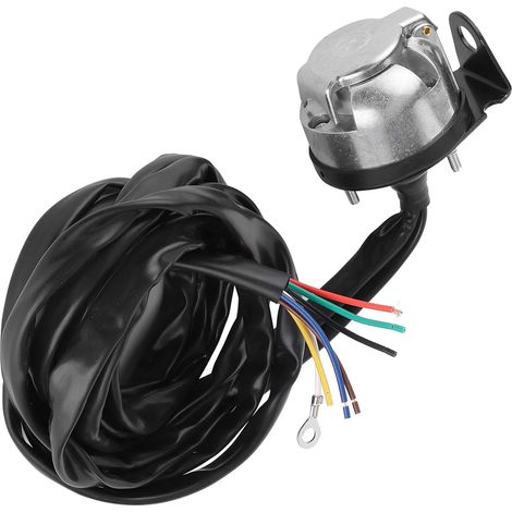 Conector de remolque, cable de enchufe de remolque, conector europeo de 7 pines, cable de 1,5 m para vehículos comerciales y semirremolques, color negro. (1/5)