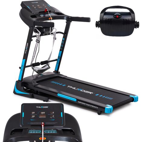 Tapis de course électrique pliable ELITE-DS-BLACK 22km/h Écran LCD USB AUX haut-parleur poids max 160kg (1/5)
