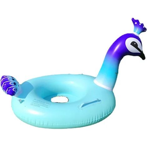 Bouée de natation gonflable circulaire en forme de paon dégradé bleu violet, anneau flottant ludique avec poignées pour les enfants, parfait pour la piscine et la plage en été (1/2)