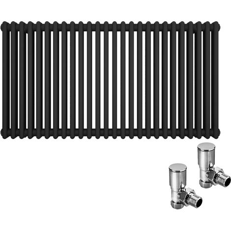ELEGANT 600 x 1190 mm Anthracite Column Radiator Traditional Panel Designer 2 Column Radiator + Angled Radiator Valves (1/5)