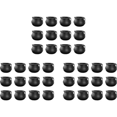 Lot de 36 mini chaudrons noirs avec anse, parfaits pour Halloween. Ces mini chaudrons de sorcière servent également de porte-bonbons. (1/5)