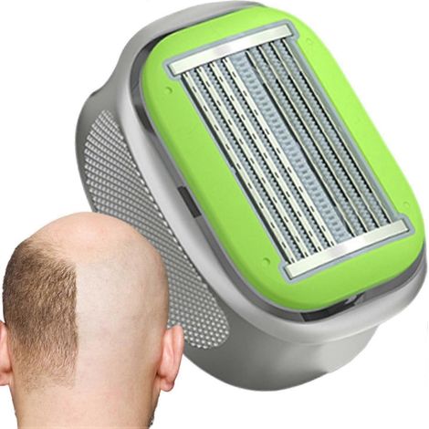 Rasoir manuel pour crâne chauve tondeuse de tête portable étanche appareil d'épilation ergonomique à poignée verte (1/5)