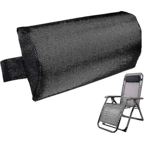 Kopfstützenkissen für Liegestühle, Strandstühle, Gartenstühle, Outdoor-Liegestühle, verstellbare Kopfstütze, 1 Stück, schwarz