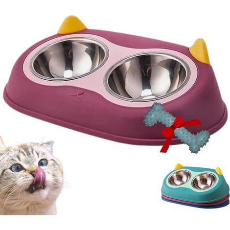 Gamelles surélevées pour chats avec inclinaison à 15° - Gamelles pour chiens et chats de petite et moyenne taille - Gamelle pour chat à fond antidérapant - Gamelle double pour chien - Gamelle pour eau (1/3)