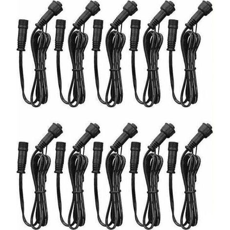 Cable Rallonge, 10 Pack, Pour Spots LED Encastrables,Etanche IP67,1M / 3.3Ft, 2Pin, avec connecteurs mâles et femelles.