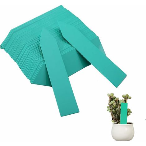 Étiquettes/panneaux pour plantes résistants à l'eau avec trou, en PVC, paquet de 100, verts (1/5)