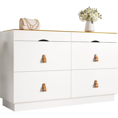 Cassettiera portagioie 120x40x78 cm bianca, 6 cassetti e piano in vetro - CHICFURN (1/5)