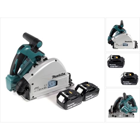 Sierra de inmersión a batería Makita DSP 600 T de 36 V (2x18 V), 165 mm, sin escobillas + 2 baterías de 5,0 Ah —sin cargador— (1/5)