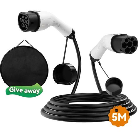 Cable de carga para vehículos eléctricos, compatible con tipo 2, 5 metros de longitud, 3,5 kW, 16 A, monofásico. (1/2)
