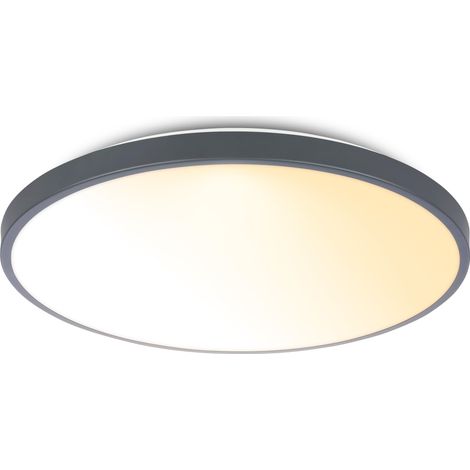 Plafonnier LED avec télécommande, intensité lumineuse variable, panneau décoratif, blanc chaud à blanc neutre, salon, 38 x 6,5 cm, anthracite (1/5)