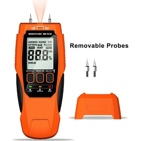 Détecteur d'humidité, Testeur Humidité pour Mur, Bois et Papier, Humidimètre Portable avec Écran LED, Hygrometre pour Construction, Bricolage et Rénovation (1/5)