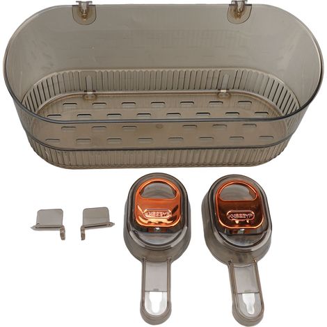 Jabonera con ventosa, soporte multifuncional para jabón de baño, plástico repelente al agua, drenaje rápido, organizador de ducha, naranja transparente. (1/5)