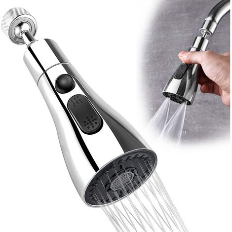Douchette Evier Cuisine Robinet 360 Degres, 3 Modes Embout Robinet Cuisine avec Aerateur, Mitigeur Evier Cuisine Tete de Robinet Rotative, Adaptateur Robinet Universal Orientable (1/5)