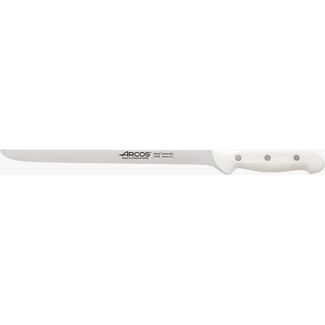 Couteau à Jambon Flexible, Acier Inoxydable, Lame 27.5 cm, Manche Polypropylène Blanc, Résistant et Durable (1/5)