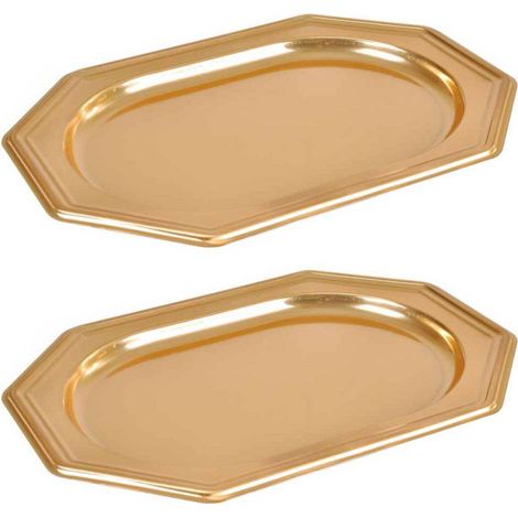 Lot de 2 Plateaux Déco "Octogonaux" 34cm Or (1/2)