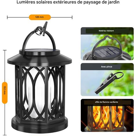 lanterne solaire exterieure a flamme lot de 2 haute puissance lampe suspendue a pince etanche pour jardin decoration paysagere 152x128 mm (1/4)