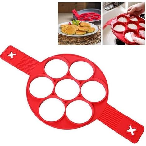 Ustensiles de cuisine - Flippin'Fantastic - Crêpière antiadhésive - Rouge - Silicone - Facile à nettoyer (1/4)