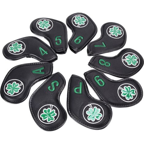 Ensemble de 9 couvre-clubs de golf en PU noir (1/5)