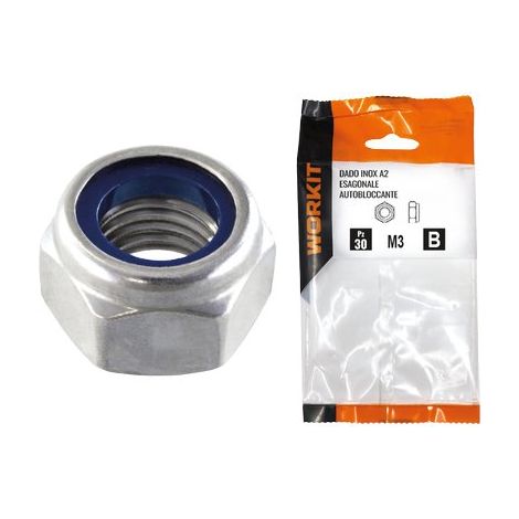 DADO ESAGONALE AUTOBLOCCANTE INOX A2 SELF WORKIT - BASSO M 10 CF=PZ 4- 5 confezioni