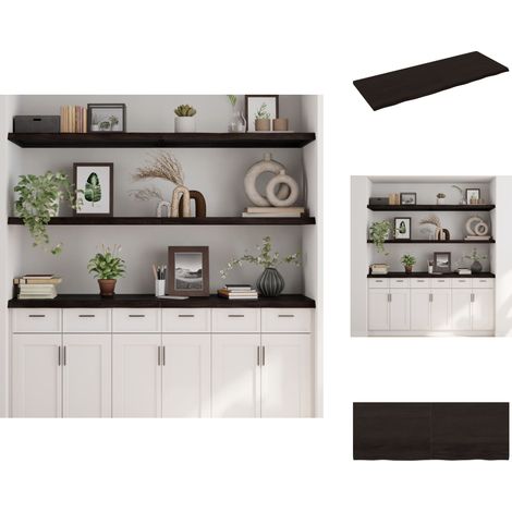 Wandregal Dunkelbraun 160x60x(2-4)cm Massivholz Eiche Behandelt - Wandregal - Eichendielen - Holzmöbel - Landhausstyle - Wohnraumgestaltung (1/5)