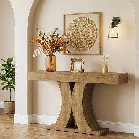 Tribesigns Console 150x35x85 cm – Table d’Appoint en Bois, Structure Robust, Table de Couloir, pour Salon, Entrée, Hall – Marron Naturel (1/5)
