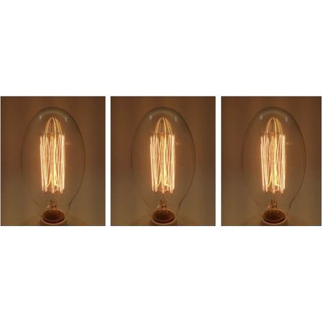 Lot de 3 ampoules vintage bulb Edison E27 BT75 à filaments 40W (1/5)