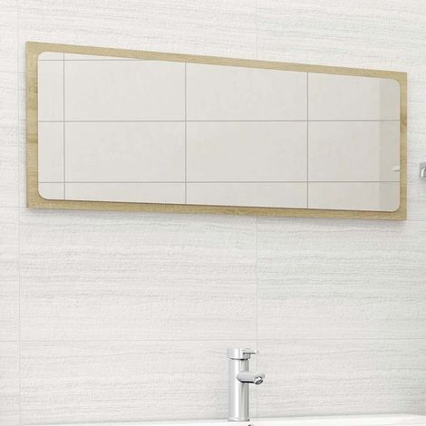 804633 vidaXL Bathroom Mirror Sonoma Oak 100x1,5x37 cm Engineered Wood (1/5)