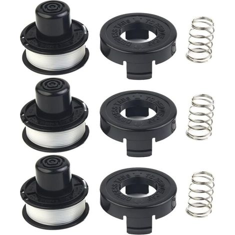 XEPHO 3 x S'applique à Bobine de fil et remplacement Black & Decker RS136 Bobine de coupe-bordures Ensemble de ressorts Corde de tonte en nylon