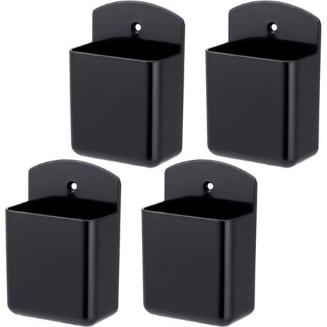 ZVD-4 Pièces Boîtes de Rangement Autocollantes, supports de télécommande autocollant, support mural de télécommande pour contrôleur, boîte organisatrice porte-stylo noir pour brosse, stylos (1/4)