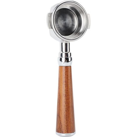 Porte-filtre sans fond de 58 mm avec poignée en bois, compatible avec Expobar E61, Flair 58, Sanremo et Faema Tracwood. (1/5)